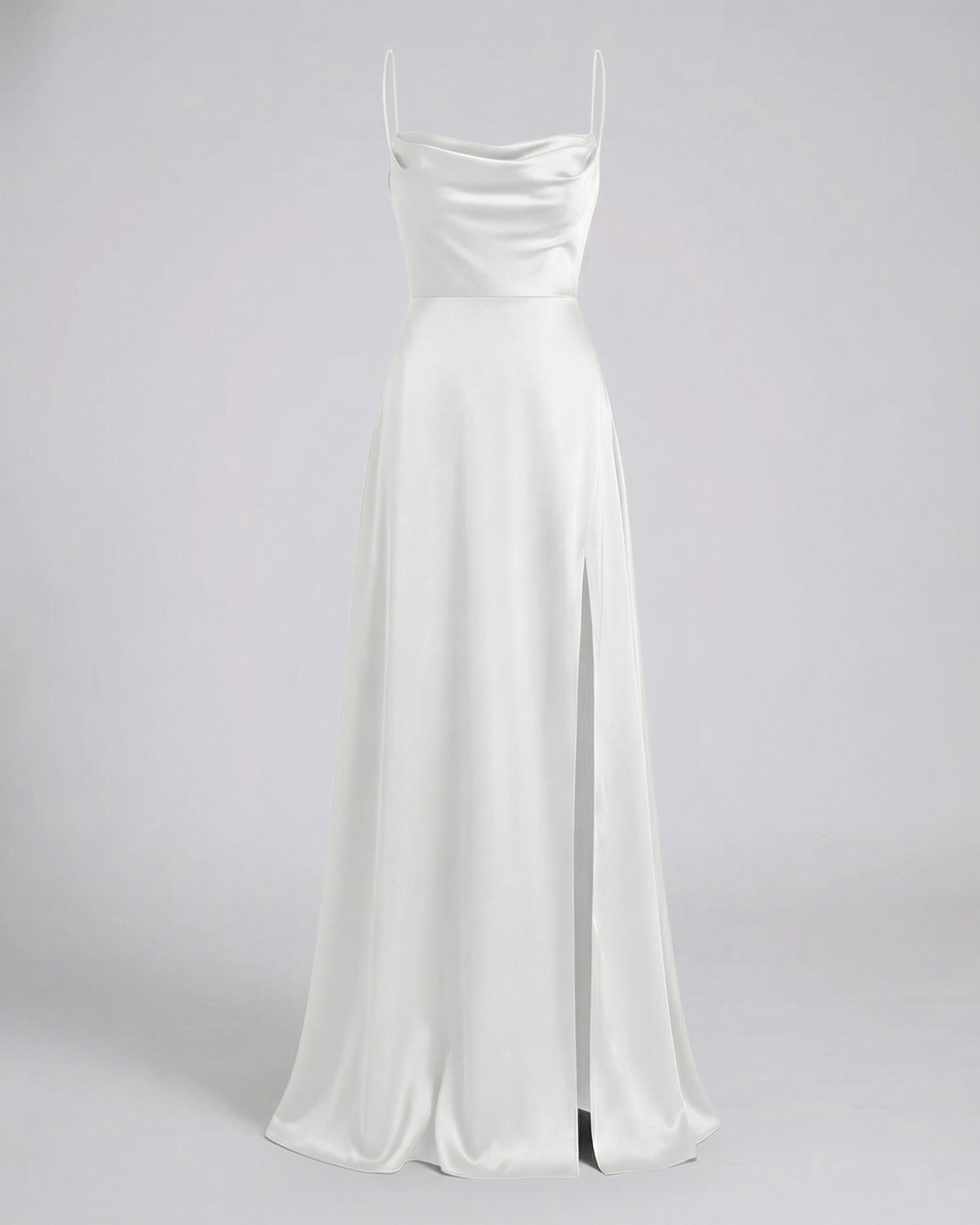 Robe de soirée pour femme, coupe ajustée et détail fendue — Blanc