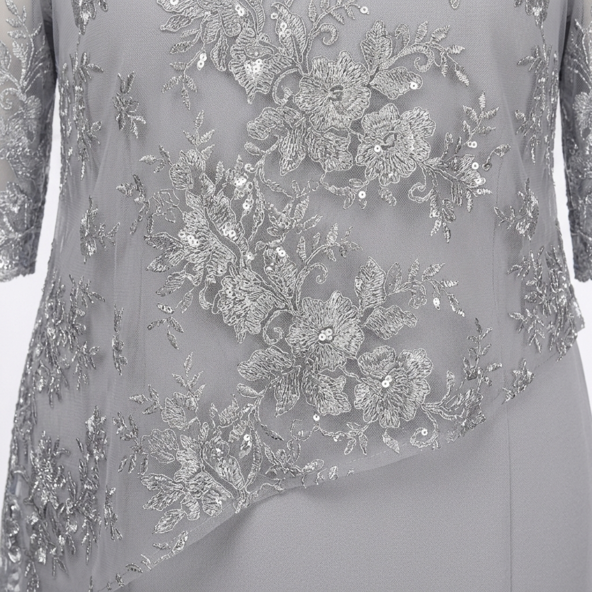 Plus size midi dress for women with lace embroidery — product view