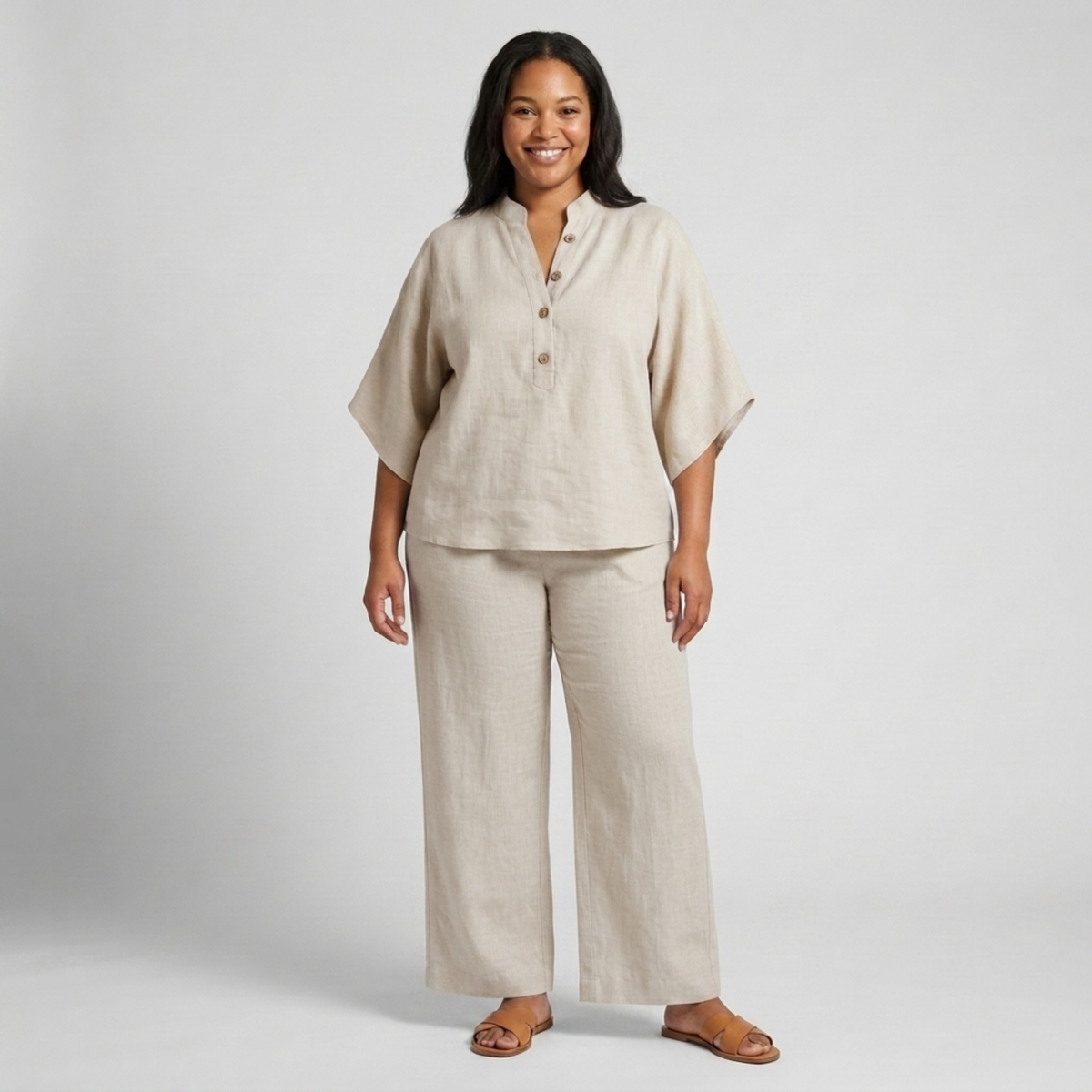 Zweiteiliges Set in großen Größen für Damen — Beige