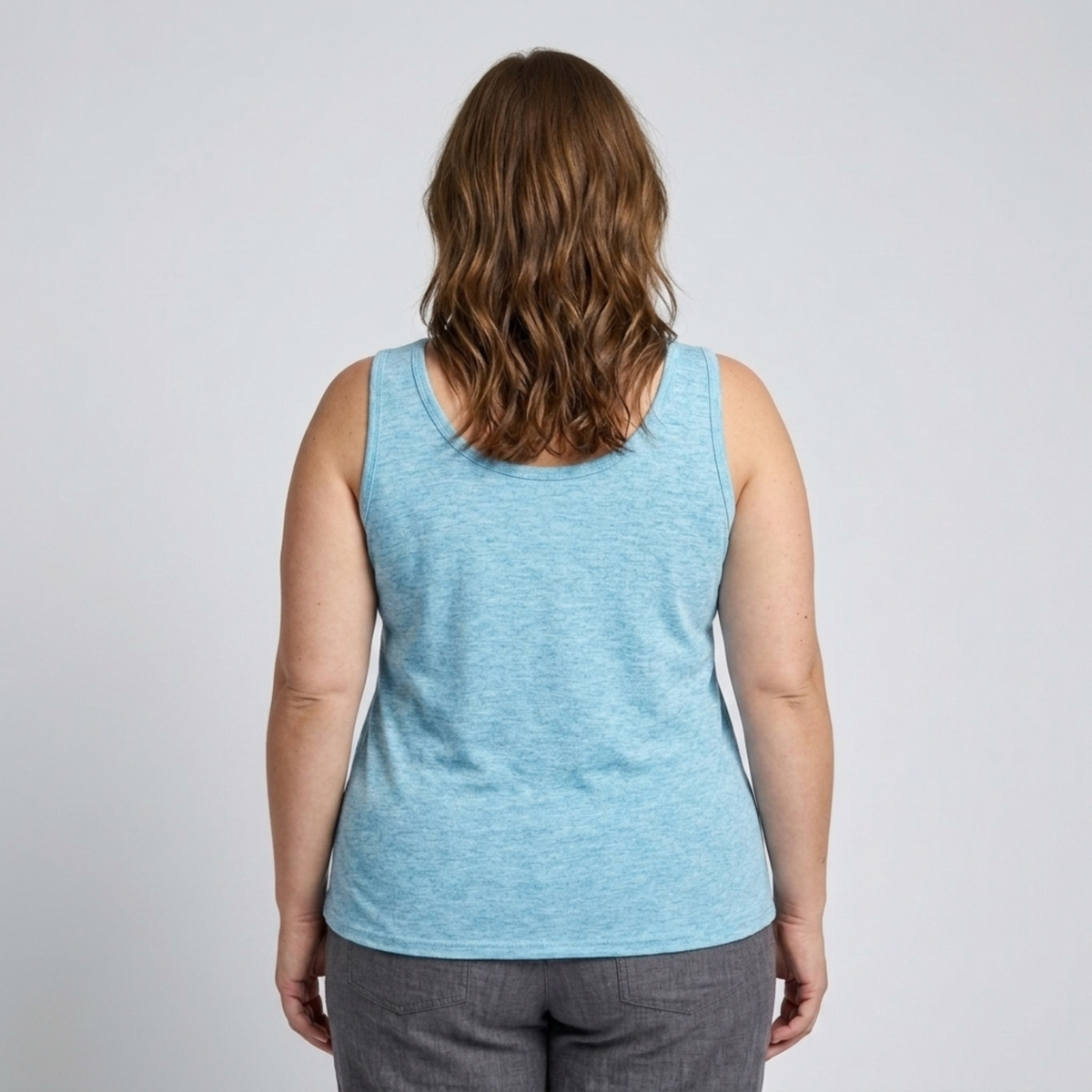 Plus Size Round Neck Tank Top for Women – Button Detail — product view