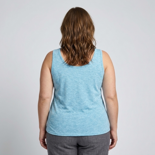 Plus Size Round Neck Tank Top for Women – Button Detail — product view