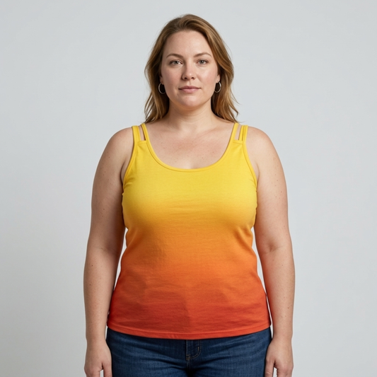 Plus Size Round Neck Tank Top for Women – Ombre — Orange