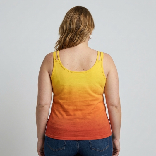 Plus Size Round Neck Tank Top for Women – Ombre — product view