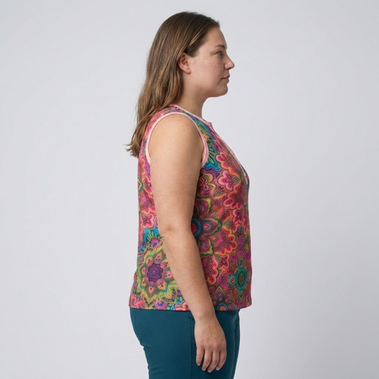 Plus size V-neck tank top for women — Pink