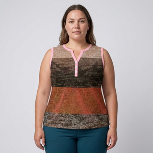 Plus size V-neck tank top for women — Brown