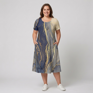 Casual printed mid-length dress — Grey