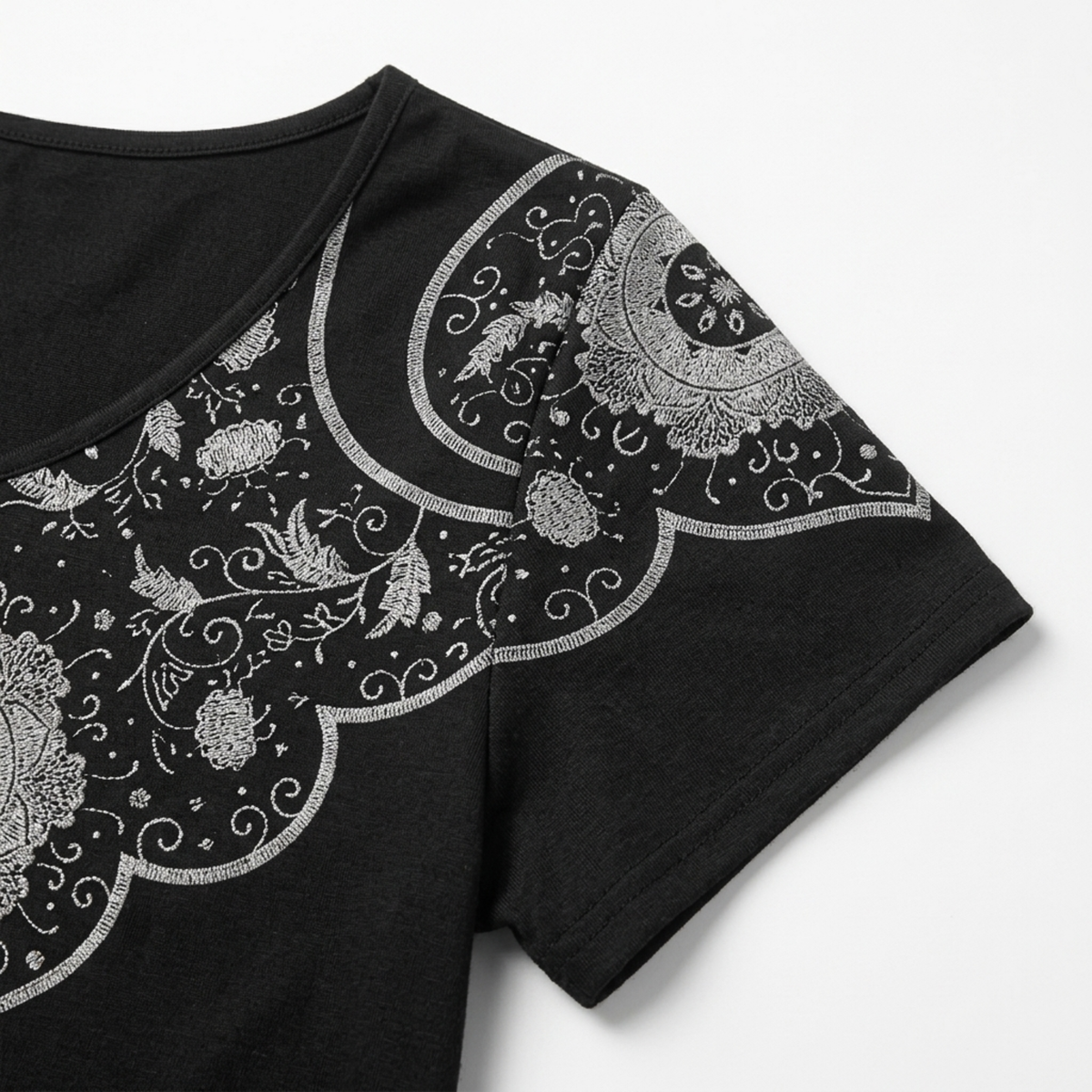 Plus size long dress for women with printed V-neck collar — product view