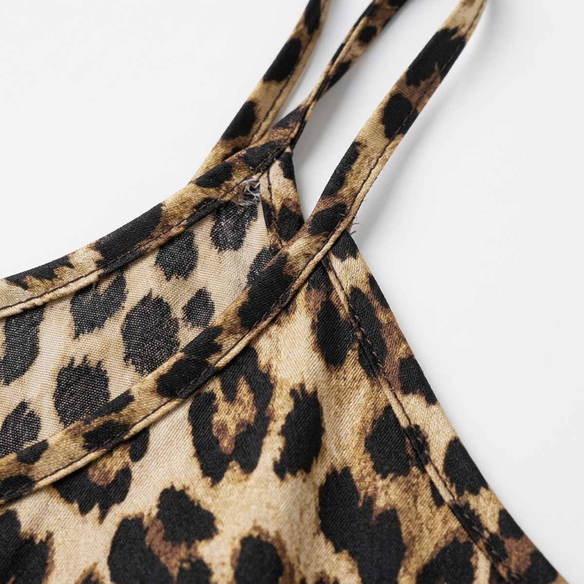 Plus size long dress for women with leopard print straps — product view