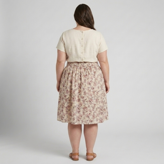 Plus size flared women's beach dress with floral pattern — product view