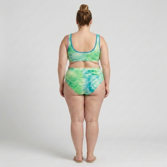 Plus Size Two-Piece Bikini for Women with High Waist Tie-Dye Effect — product view