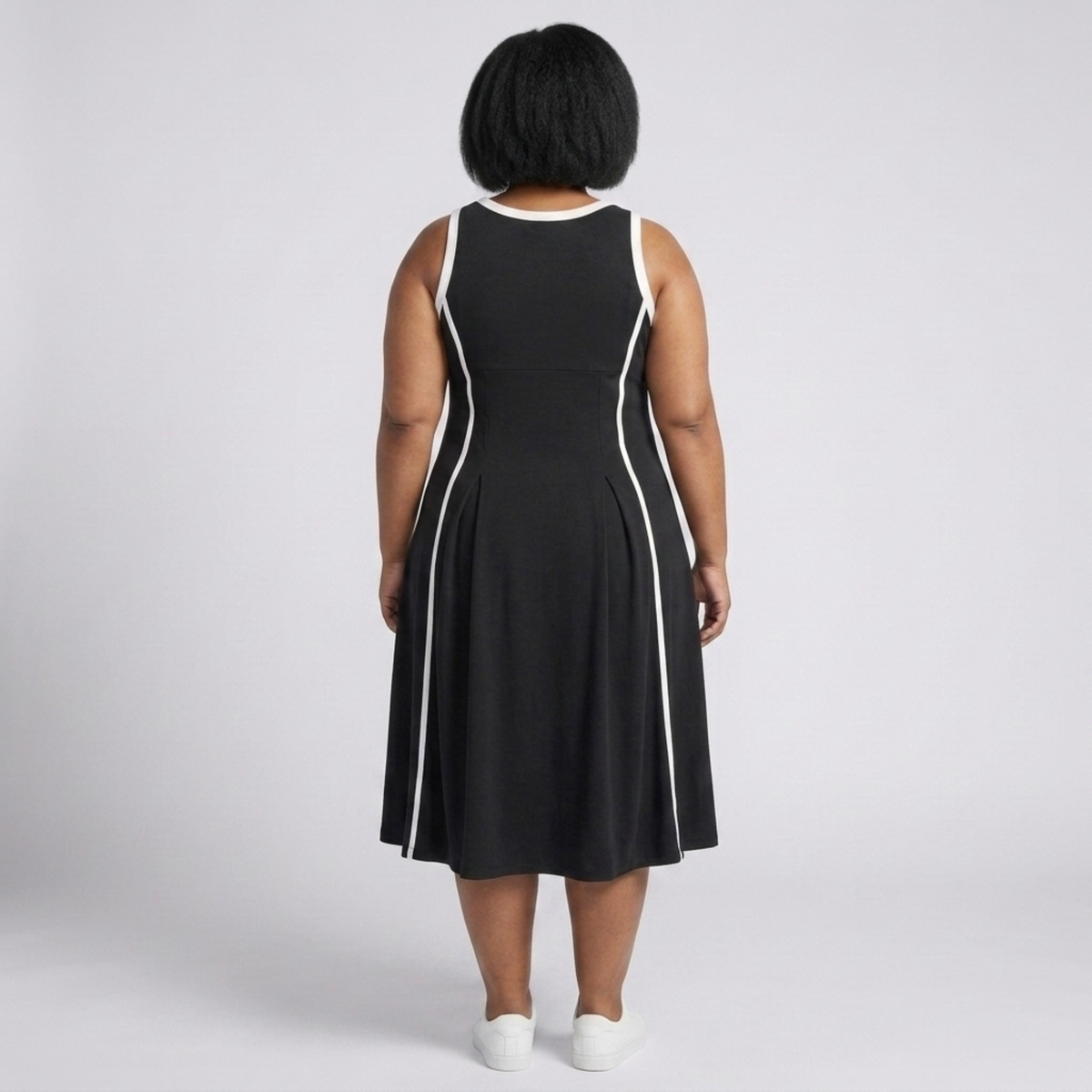 Plus Size Long Dress for Women, Sleeveless A-Line Cut with Round Neck — product view