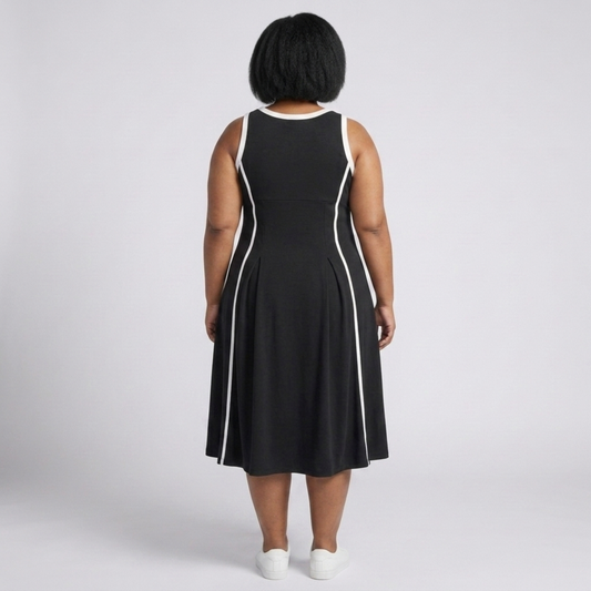 Plus Size Long Dress for Women, Sleeveless A-Line Cut with Round Neck — product view