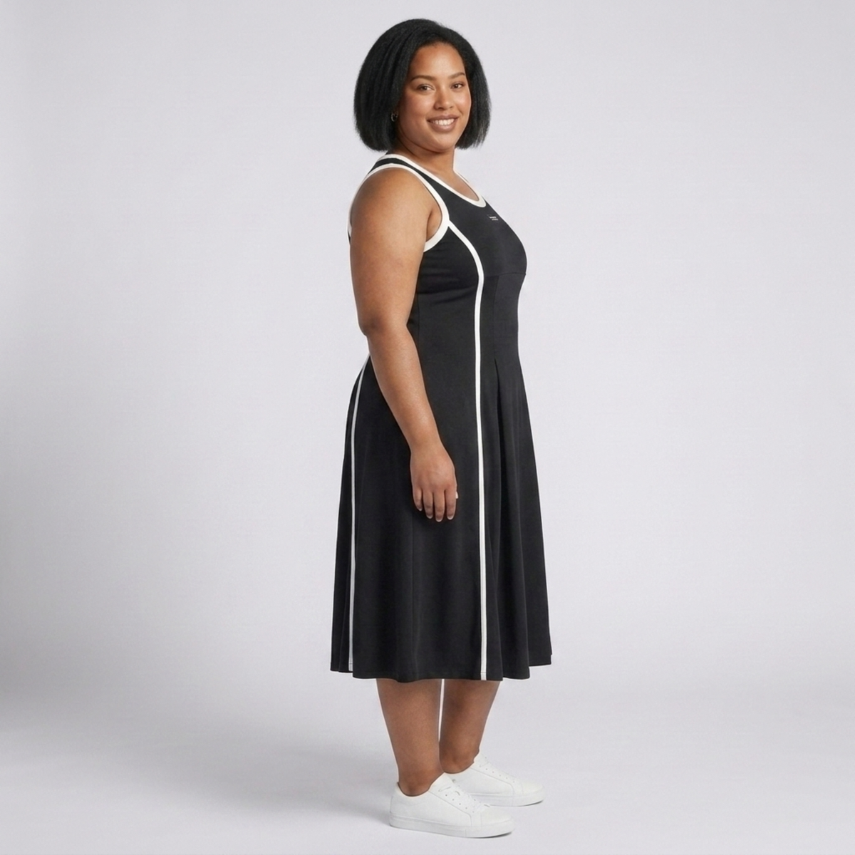 Plus Size Long Dress for Women, Sleeveless A-Line Cut with Round Neck — product view