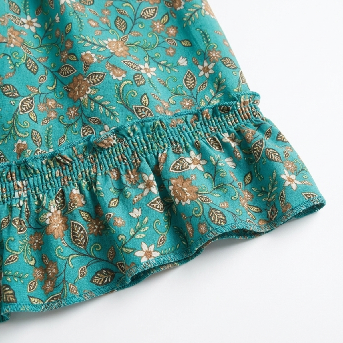 Plus Size Women's Flared Summer Dress with Floral Print and Straps — product view