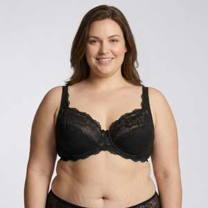 Damen-BH in Plus-Size-Passform mit Spitzendetails — Schwarz