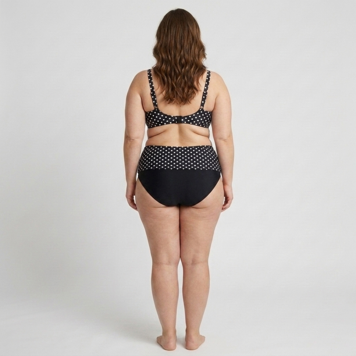 Plus Size Two-Piece Swimsuit for Women High-Waisted Polka Dot Bikini — product view