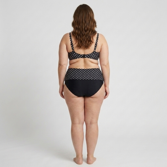 Plus Size Two-Piece Swimsuit for Women High-Waisted Polka Dot Bikini — product view