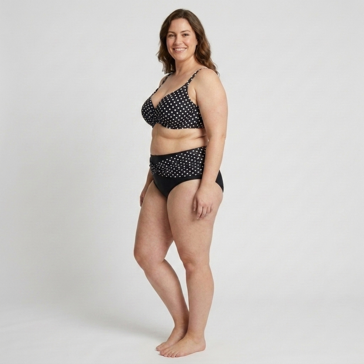 Plus Size Two-Piece Swimsuit for Women High-Waisted Polka Dot Bikini — product view