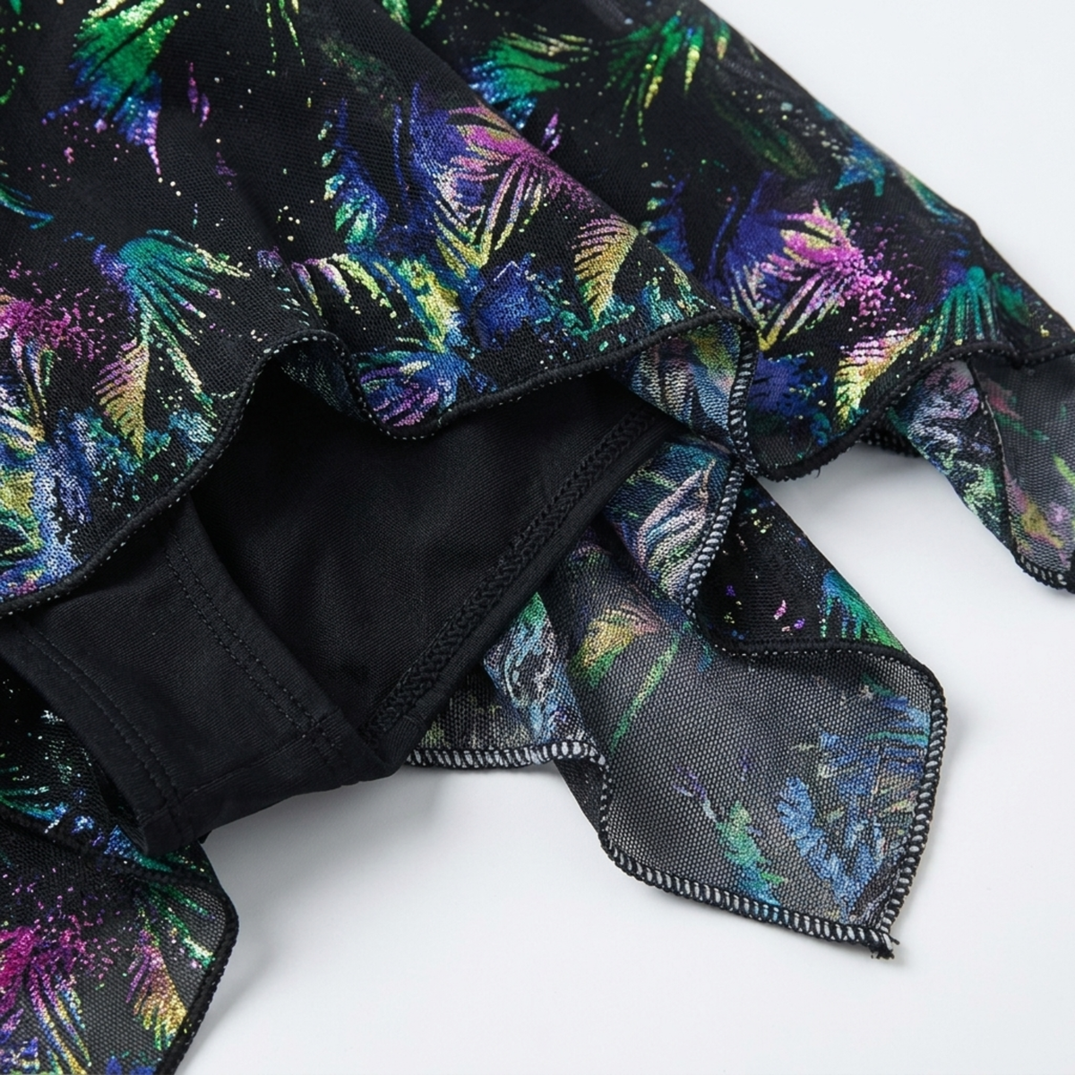 Plus Size Women's Swimsuit Dress with Printed Integrated Skirt — product view