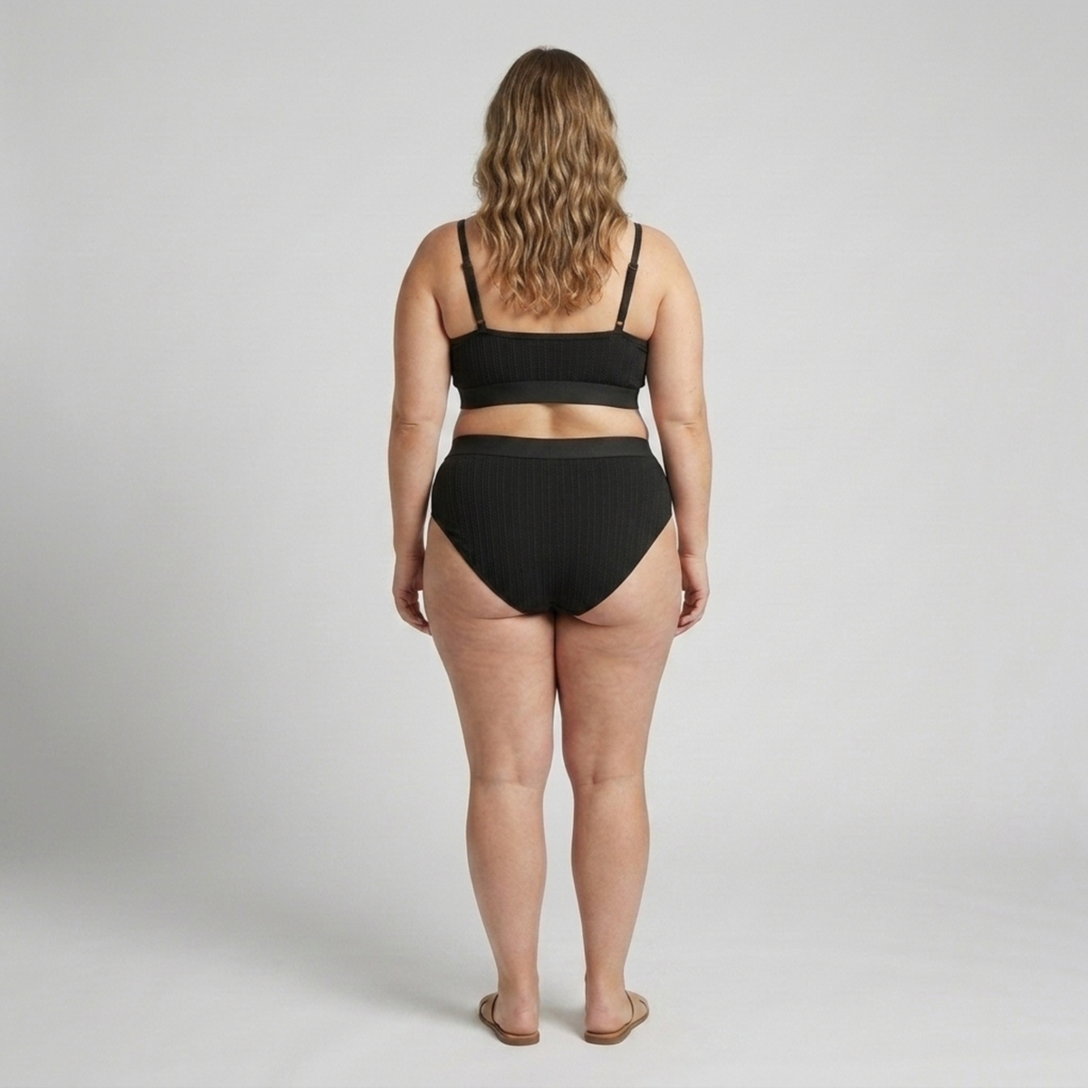 Plus Size Two-Piece Bikini for Women High-Waisted Ribbed Swimsuit — product view