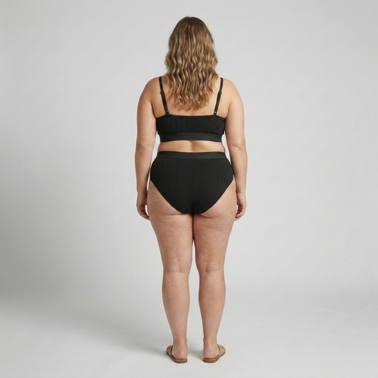 Plus Size Two-Piece Bikini for Women High-Waisted Ribbed Swimsuit — product view
