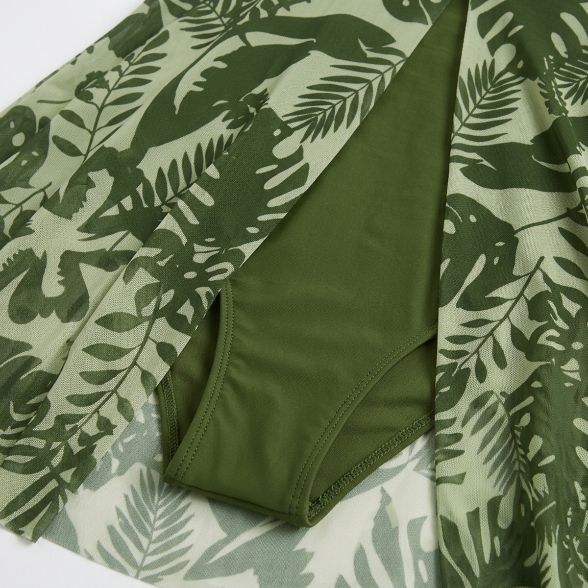 Plus Size One-Piece Swimsuit with Floral Print Sarong — product view
