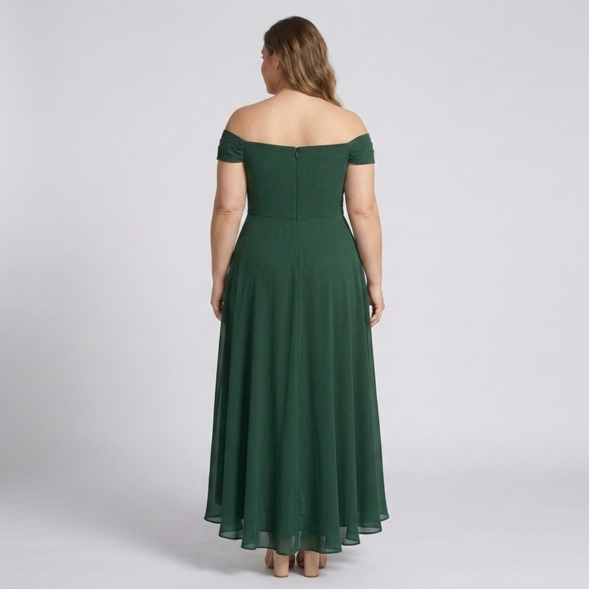 Plus Size Off-the-Shoulder Evening Dress with Slit — product view