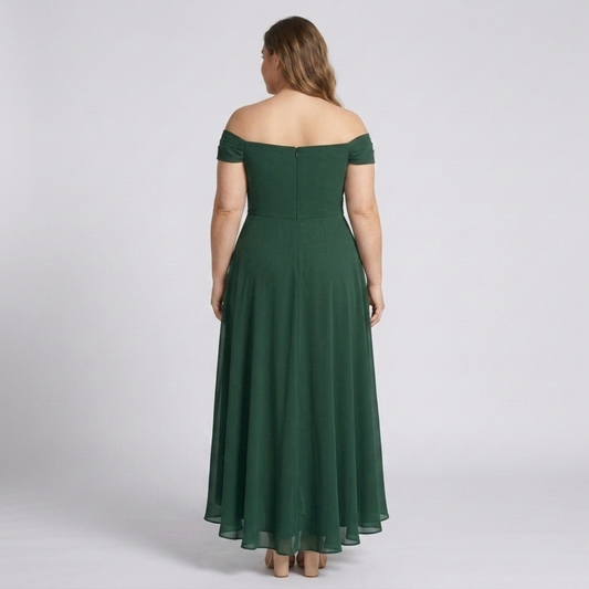 Plus Size Off-the-Shoulder Evening Dress with Slit — product view