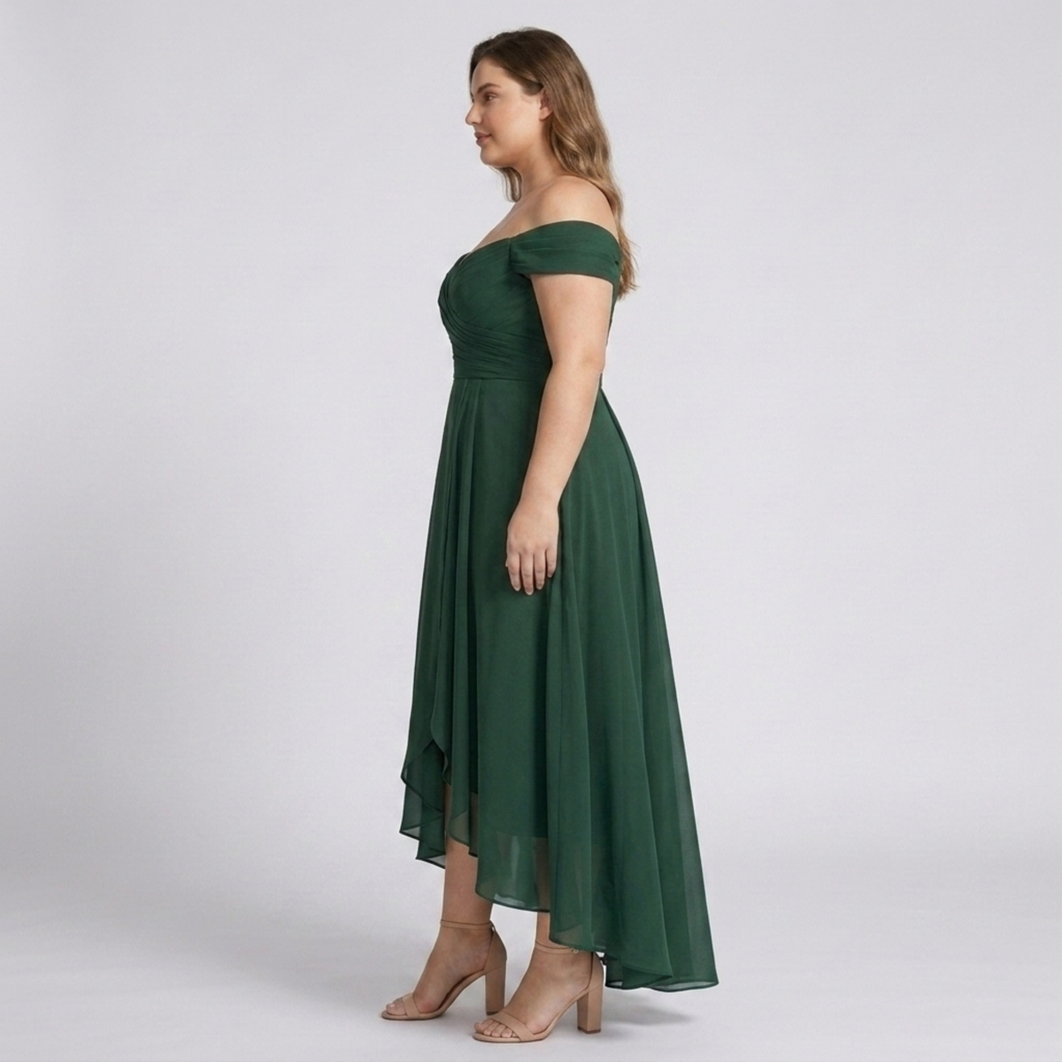 Plus Size Off-the-Shoulder Evening Dress with Slit — product view