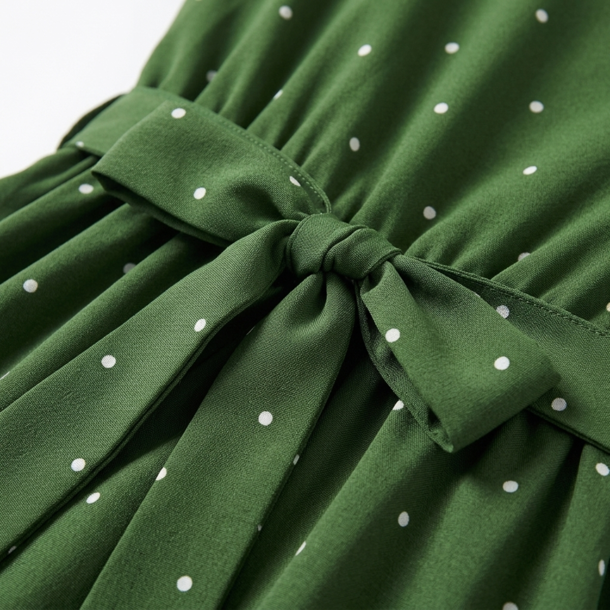 Plus Size Polka Dot Skater Dress – Square Neck and Puff Sleeves — product view