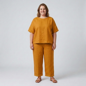 Ensemble pantalon grande taille pour femme — Jaune