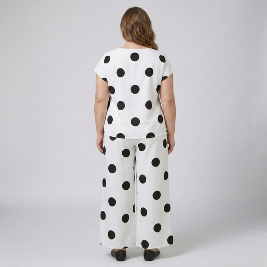 Plus Size Two-Piece Polka Dot Set for Women — product view