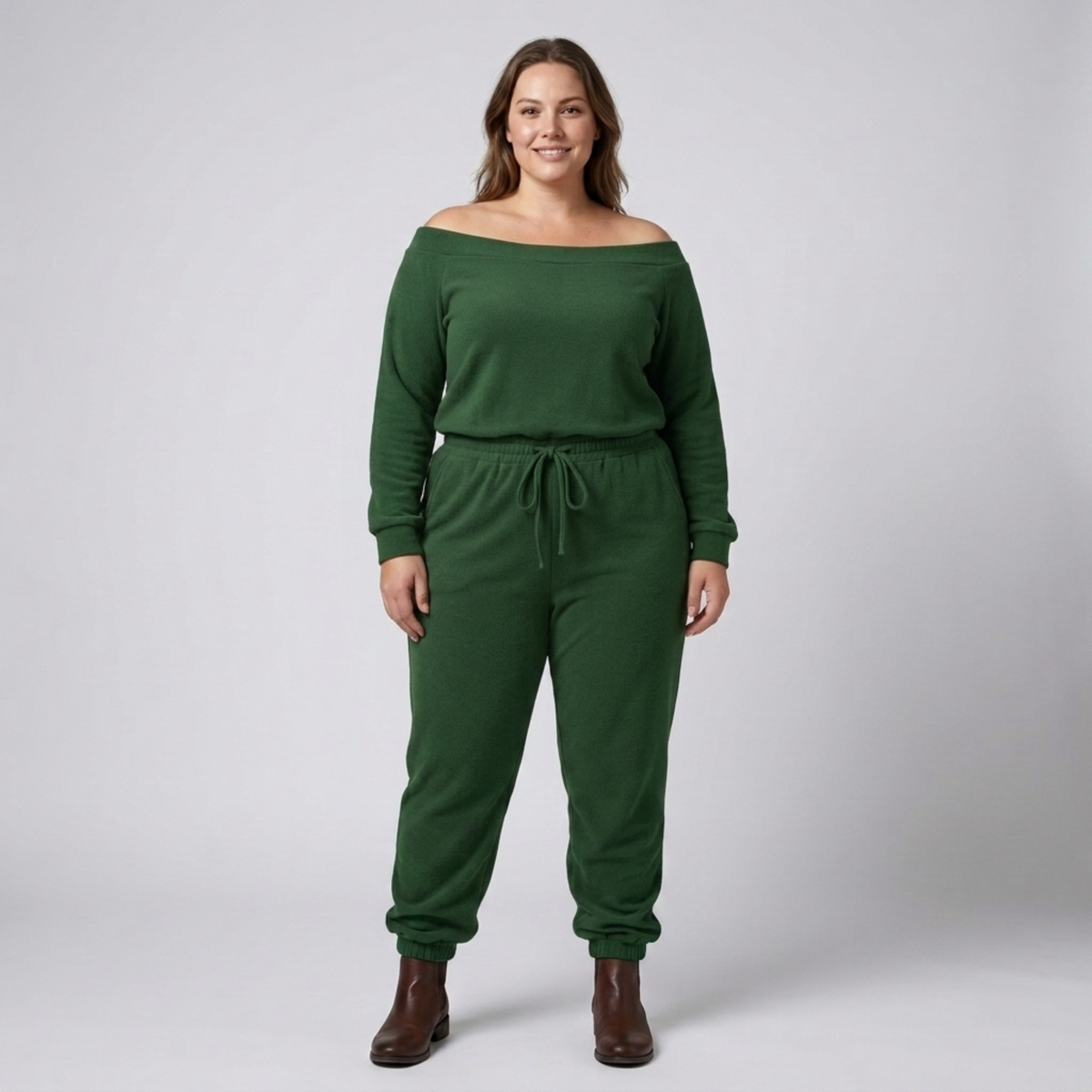 Casual Plus Size Two-Piece Set — Green
