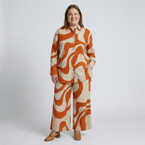 Ensemble deux pièces grande taille à motif graphique — Orange