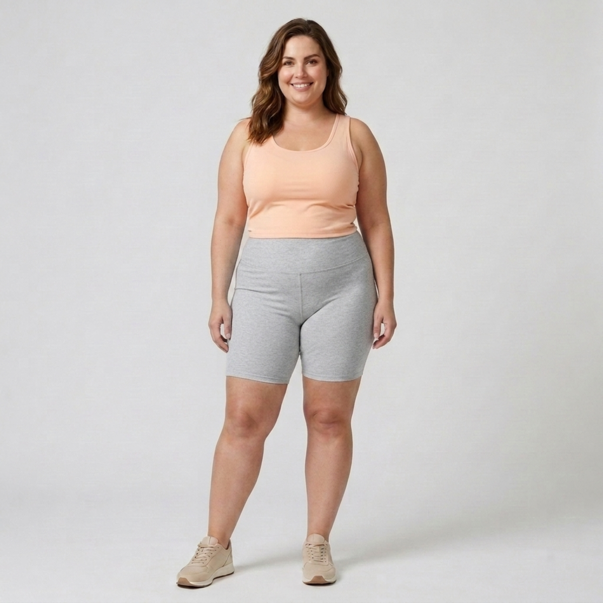 Short de cyclisme taille haute pour femme — Gris