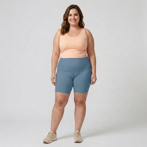 Short de cyclisme taille haute pour femme — Bleu clair
