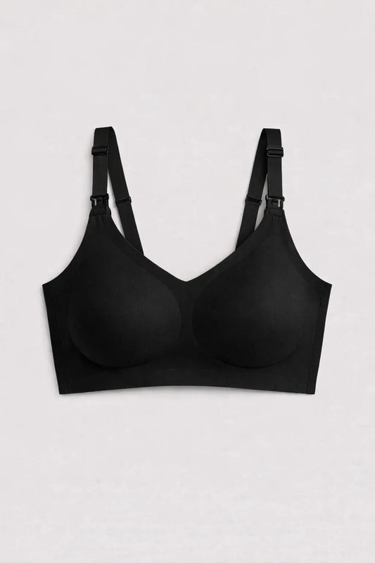 Wire-free maternity and nursing bra — Black