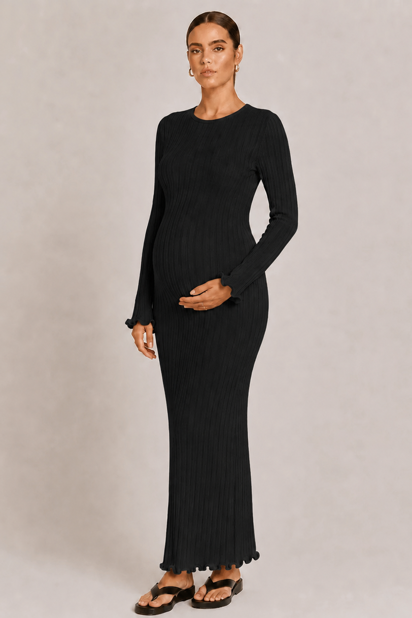 Women's Bodycon Maternity Dress — Black