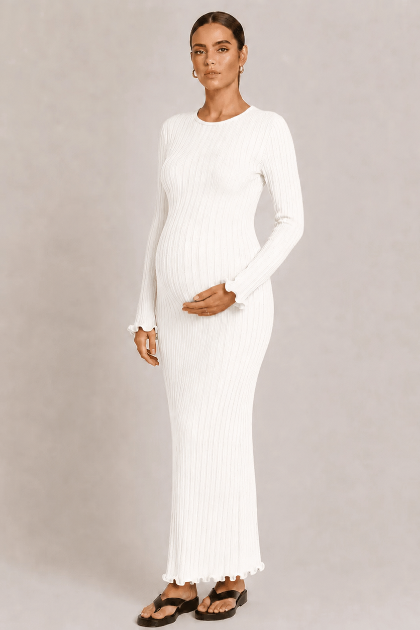 Women's Bodycon Maternity Dress — White