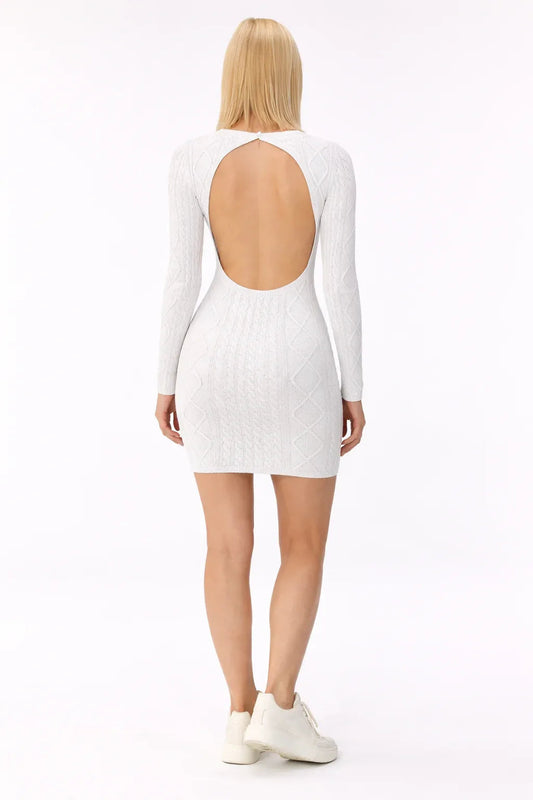 Maternity Knit Sweater Dress with Cable Knit and Round Neck — product view