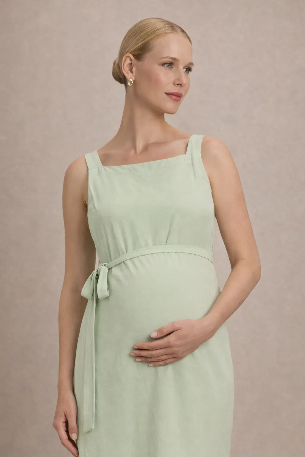 Sleeveless Empire Waist Midi Maternity Dress — product view