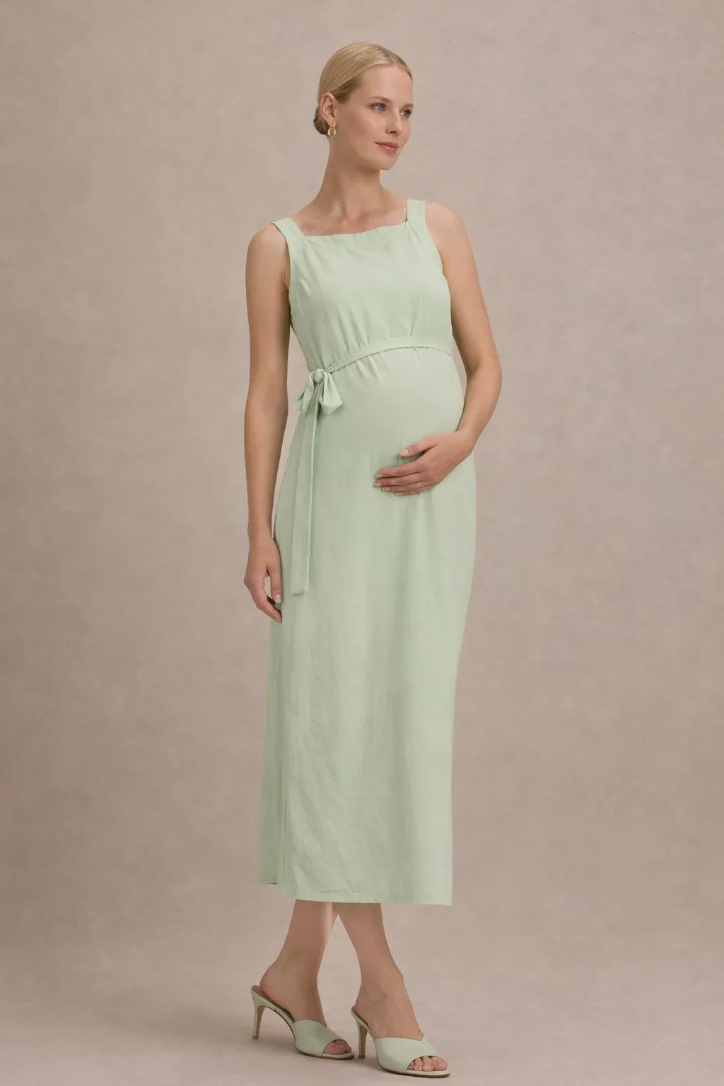 Sleeveless Empire Waist Midi Maternity Dress — product view