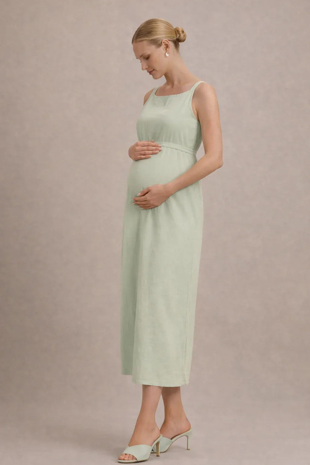 Sleeveless Empire Waist Midi Maternity Dress — product view