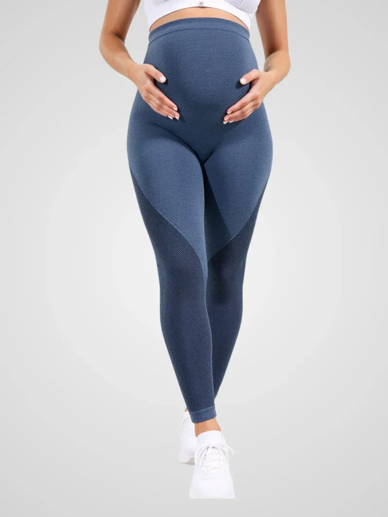 Maternity leggings with abdominal support — Blue