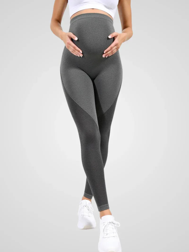 Maternity leggings with abdominal support — Grey