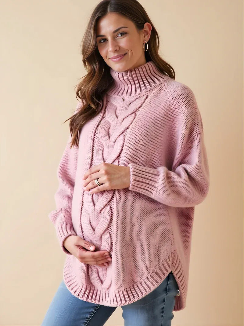 Oversized Maternity Sweater with High Neck — image 1