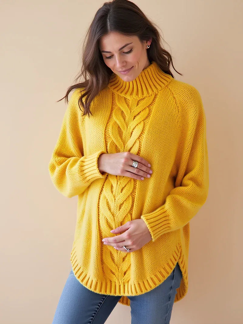 Oversized Maternity Sweater with High Neck — image 4