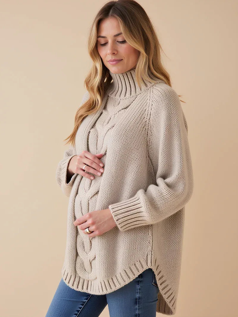 Oversized Maternity Sweater with High Neck — image 5