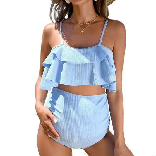 Maternity Bathing Suit One-Piece Summer Pattern — Sky Blue