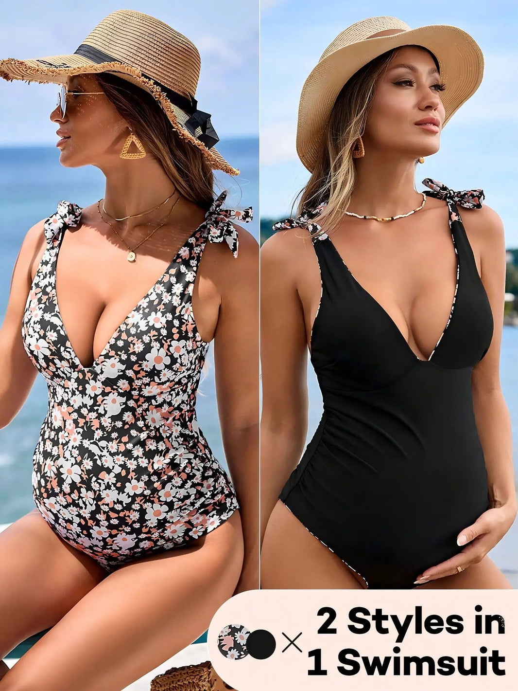 Reversible One-Piece Maternity Swimsuit